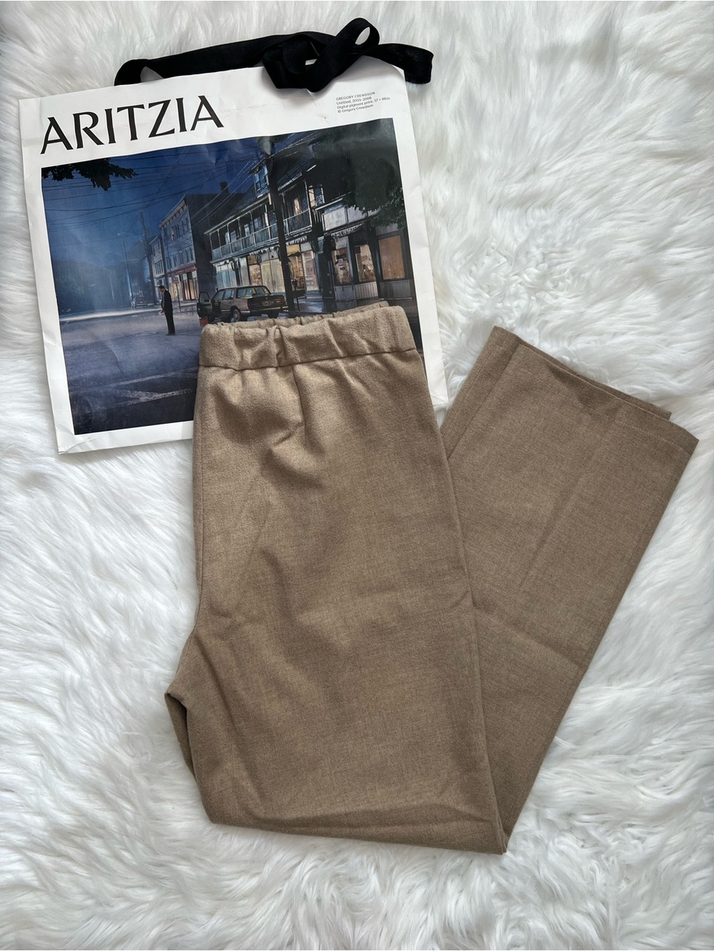 Babaton Neutral Tan Straight-Leg Trousers